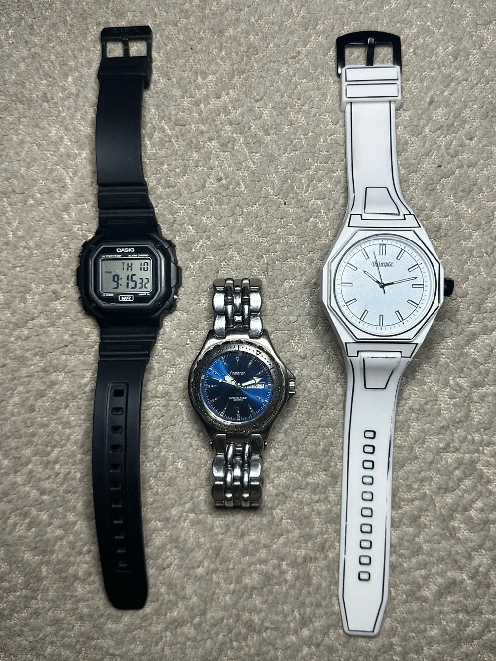 Group of 3 Unique Men’s Working Watches, Digital, Sport, Sketch, Casio, Armitron